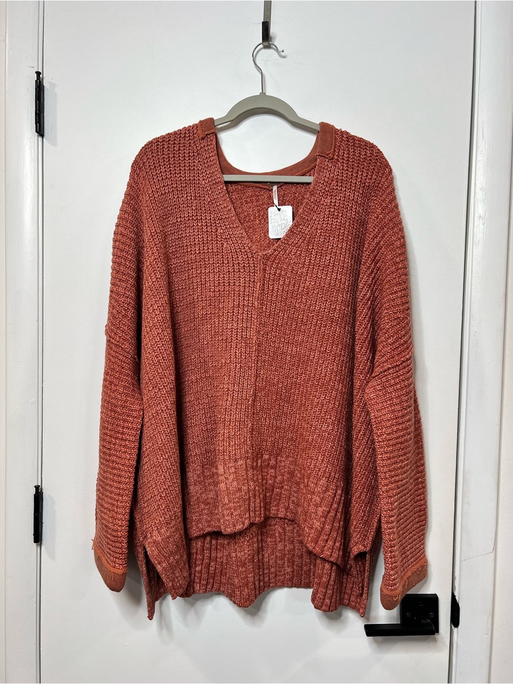 Free People Size M/L Sweater Women’s Take Me Over V-Neck Ribbed Cozy Slouchy NWT